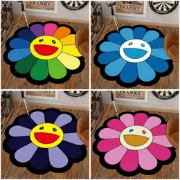 Carpet Designers cartoon Sunflower round carpet non-slip Multi-style childrens playground soft plush carpet coffee table carpet living room decorative floor mats