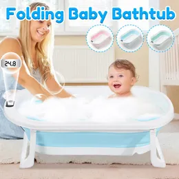 Badkar baby badkar bärbart badkar sitter lögn nyfödd baby folding badkar hem spädbarn barn bad fat temperaturkänsligt badkar