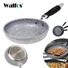 Pans WALFOS Frying Pan Wok Pan Non-Stick Pan Skillet Cauldron Induction Cooker Frying Pans Pancake Pan Egg Pan Gas Stove Home Garden 230503