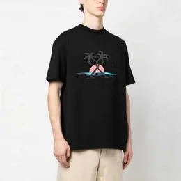 Projektant odzieży moda Pa Tshirts Sunset Tree Print Okoła szyi bawełniana koszulka z krótkim rękawem Palmes Angels Męskie damskie topy streetwearne