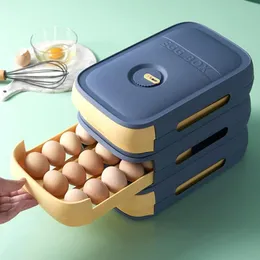 Organisation Kylskåp Egg Storage Box Drawer Type Fresh Keeping Egg Storage Carton Hushåll Dropproof Egg Tray med täckning