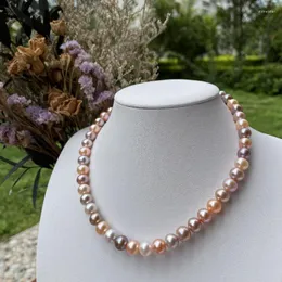 Chaînes Charme 18 "8-9mm Mer Naturelle Véritable Violet Doré Blanc Rose Multicolore Collier Femmes Bijoux