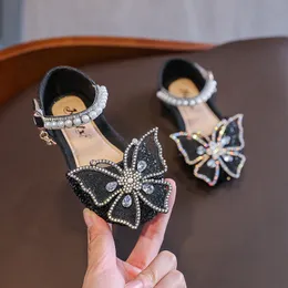 Summer Girls Sandals Fashion Sequins Rhinestone Bow Girls Princess Shoes Baby Girl Shoes Flat Heel Sandals Size 21-35