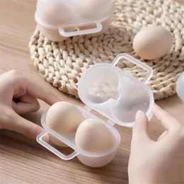 저장 병 Creative Egg Box 2 그리드 컨테이너 고정 핸들이있는 케이스를위한 플라스틱 실제 디스펜서 홀더