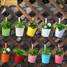 Planters krukor 10st vägg hängande blomkrukor metall blomkrukor med handtag järn trädgård balkong vertikal hinkhållare hem dekor trädgård krukor 230503