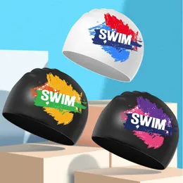 Yüzme Kapakları Yüzme Kapağı Silikon Kadınlar Erkekler Su Geçirmez Yetişkin Uzun Saçlar İçin Kulak Sporları Yüksek Elastik Yetişkinler Gençler Dalış Yüzme Havuzu Şapkası J230502