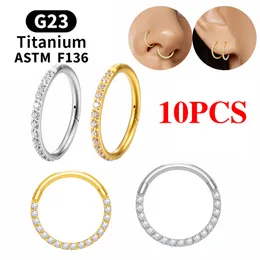 Hoop Huggie 10PCS G23 Lip Hinged Earrings Hoop Round Tragus Cartilage Helix Segment Ear Nose Ring Body Piercing Jewelry 230428