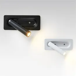 Wall Lamp Creative Square LED Spotlight With Switch Home El Bedroom Bedside Night Light Rotating Reading