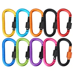 5 pcscarabiners 1pcs ألومنيوم سبيكة ملونة carabiners السلامة أبازيم الابازيم في الهواء الطلق زجاجات على ظهر السفينة التسلق زر السنانير المشي لمسافات طويلة #8 p230420