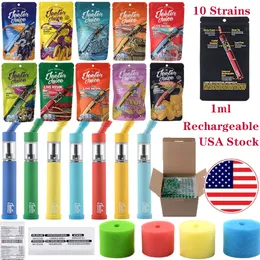 USA Stock Jeeter Rechargeable Disposable E Cigarettes Vape Pen Preheat 1ml Atomizers Carts Thick Oil Vaporizer 180MAH Battery Micro USB Packaging
