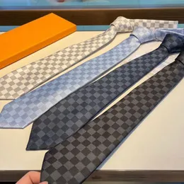 MENS TIE Luxury Slipsan Damier Quiltade slipsar Plaid Designer Tie Silk Black Blue White Red Gird Ties With Box