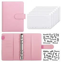 Notepads A6 PU Leather Binder Binder Notevores نظام الأظرف النقدية المحددة مع جيوب مقابل توفير المال منظم الفاتورة 230503