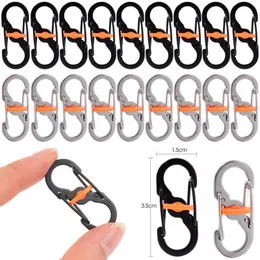 5 PCSCarabiners 10Pcs Outdoor Camping S Type Carabiner with Lock Mini Keychain Hook Anti-Theft Outdoor Camping Backpack Buckle Key-Lock Tool P230420