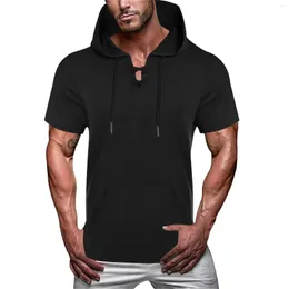 Camisetas masculinas camisetas sólidas de cor sólida casual esbelto esbelto de manga curta no pescoço redondo do pescoço #25