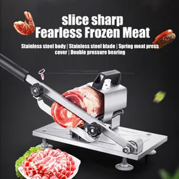 Processors Home Kitchen Frozen Meat Slicer Manual Stainless Steel Lamb Beef Cutter Slicing Machine Automatic Meat Delivery Nonslip Handle