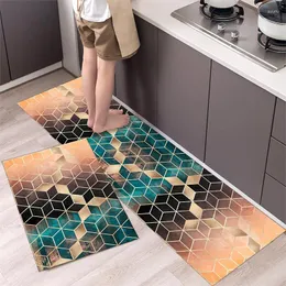 Tapetes geométricos de cozinha de cozinha caseira de luxo de luxo de luxo da sala de estar sofá piso de tapetes longos por porta anti-deslizamento Floorormat