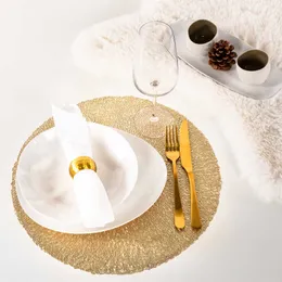 Mattor kuddar bordsmatta blommor gyllene pvc placemat ihålig isolering dalbana pads tabell skål hem jul modern stil dekor värmesbeständig z0502