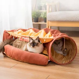 장난감 럭셔리 고양이 터널 접을 수있는 고양이 대화식 장난감 장난감 장난감 다기능 고양이 개집 가죽 숨어 훈련 고양이 터널 cuna para mascotas 고양이 장난감