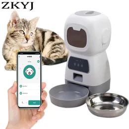 Alimentazione Alimentatore automatico per cani WIFI da 3,5 litri Alimentatore intelligente programmabile per animali domestici Modalità doppia alimentazione per cani e gatti Ciotola di alimentazione in acciaio inossidabile