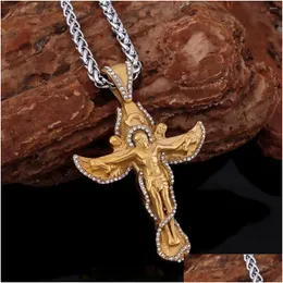 Hänge halsband premium religiös tro Jesus retro halsband nordisk herr guld kors amet mode punk smycken tillbehör dhgarden dhrou