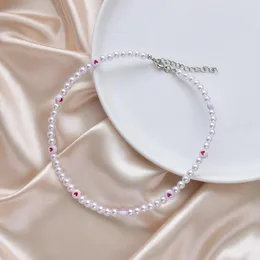 Chains Retro Geometric Ladies Pearl Necklace Fashion All-match Love Clavicle Chain Accessories Collar Perlas