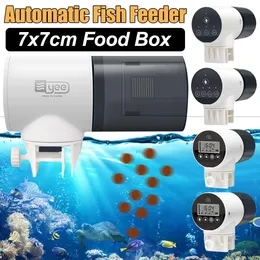 Feeders YEE Smart 360 Rotation Adjustable Aquarium Automatic Fish Feeder LCD Display Disassemblyfree Timer 100g Capacity