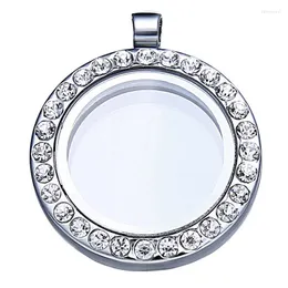 Pendant Necklaces 30mm Silver Color Floating Round Locket Necklace For Women Charms Memory Po Frame Transparent Glass Family Gift