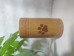 Urns snidade anpassade bambu husdjur urn kremering söt katt hund tassar sl size valp kattunge ashe för urn begravningstillbehör husdjur hundtillbehör