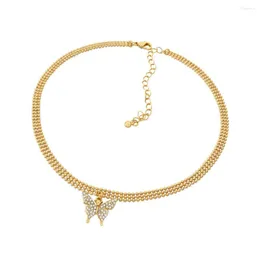 Colares pendentes de colar de borboleta de esmalte Jóias de cobre para mulheres Requintadas colarinho de inseto bijoux femme presente