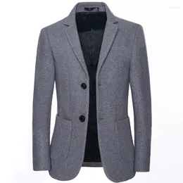 남자 양복 남자 블레이저 모직 블렌드 코트 한국 패션 짧은 스타일 두꺼운 따뜻한 재킷 가을/겨울 캐주얼 정장