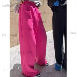 Pantaloni da donna Capris Jogging Pantaloni della tuta Pantaloni della tuta Hippie Fata Grunge Vestiti Abito coreano con coulisse Pantaloni rosa caldo T230503