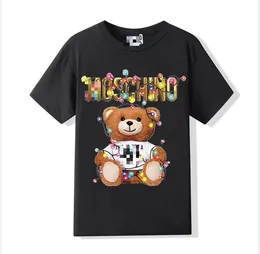 Moschin 2023 Designer de alta qualidade Camiseta feminina Camiseta de algodão masculina e feminina Crewneck Manga curta Moda Moda