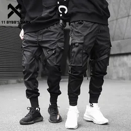 Calças 11 bybb's escuras calças de corrida masculinas multibolsos cintura elástica harem calças masculinas hip hop streetwear calças lápis techwear