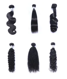 ミンク・ブラジルのストレートボディルーズディープウェーブキンキーカーリー加工されていないブラジルのペルーのインドの人間の髪は3つの束を織ります