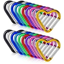 5 PCSCarabiners 5Pc Heart Shape Keychain Clips Mini Carabiner Aluminum Durable Quick Release Auto Locking Spring Loaded Clip Home Outdoor Gadget P230420