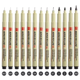Markers 1 3 pcs Pigment Liner Micron Pen Neelde Drawing Manga Brush Art Waterproof Fineliner Sketching Stationery 230503