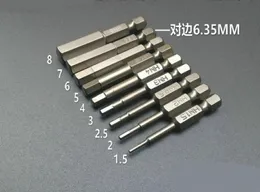 Отвертки Новые 9 шт. H1.5H8 шестигранные отвертки L50 мм L100 мм S2 Сталь 1/4 "шестигранный хвостовик Магнитная шестигранная защитная бита DIY ручные инструменты