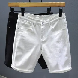 شورتات الرجال الكلاسيكية البيضاء Balck Denim Shorts Summer Thin Trend Trend Trend Straight-Strain-Length-Fength Pants Brand Clothing Jeans Short 230503