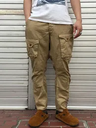 Men's Pants Homemade Khaki Cotton Breeches Retro Casual Multi-pocket Pencil YUTU&MM 9 Points PantsMen's