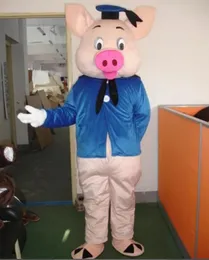 Blaue Kleidung Schwein Maskottchen Kostüme Cartoon Appearl Halloween Geburtstag