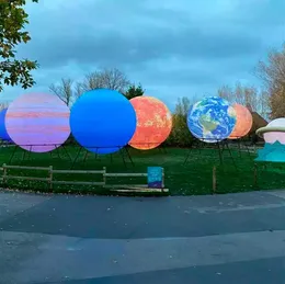 2m LED Giant Inflatable Planet Balloons Earth Moon Ball Jupiter Saturn Uranus Neptune Mercury Venus For Party Decoration