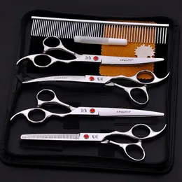 Grooming 7PCS/Set Professional Salon Barber Scissors Hairdressing Shears Haircut Tool Kit With Comb For Pet Grooming Hair Styling 7Inch