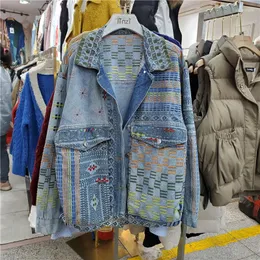 Jackets femininas Bordado pesado Moda de manga comprida Jaqueta jeans feminina High Street Casat e Chaquetas en Jeans para Mujer