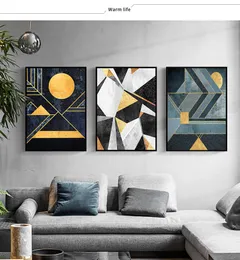 Stitch Triptych Diamond Haft Abstract Geometria Pełna okrągłe diamentowe malarstwo Mosaic Domowe Dekor Dom DIY Rhinestone Decor 3 szt.