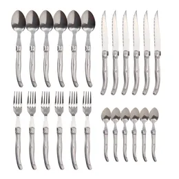 Set di stoviglie Jaswehome 24pcs posate in acciaio inossidabile set laguile decoro coltelli da cena forchette set di stoviglie occidentali 230503