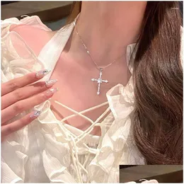 Kedjor Rhinestone Pendant Necklace Cross Starlight Sweet Fashion Jewelry Accessories Gift Women Friends Luxury Collar Chain Dhgarden DHJVW