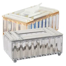 Organisation Crystal Tissue Box Paper Rack Office Table Accessories Face Case Holder Servert Tray för hotellbilsfall Hållare Heminredning