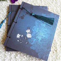 Anteckningar kinesiska stijl Blauwe Roos Kleur Dagboek Note Book Kwastje kortpapier Retro Bloem Sketchbook Journal Lege Notebook Chinoiserie 230503