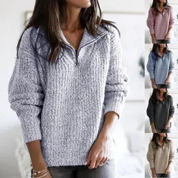 Damen Pullover 2023 Winter Fleece Pullover weich dick warm Reißverschluss Pullover Damen Plus Größe 2XL