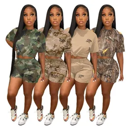 Women Tracksuits Designer 2023 Summer Outdoor Camouflage Sweatsuit Digital Printed Short Sleeve T Shirt Shorts Two Piece Set Casual Suit For Women